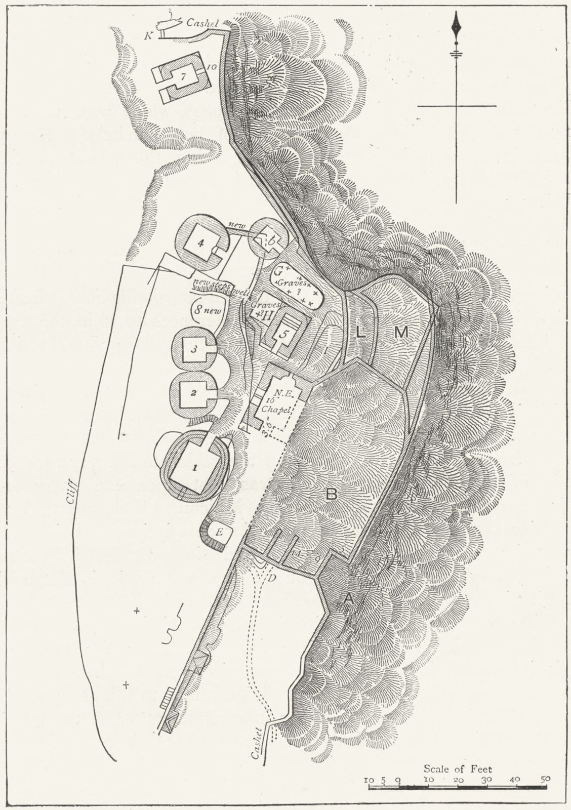 IRELAND. Plan Monastery, Great Skellig 1888 old antique vintage print picture